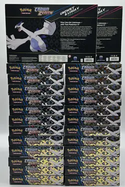 Lot of (26) Pokemon TCG Crown Zenith Unown & Lugia V Special Collection Boxes - Image 2