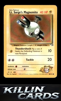 Lt. Surge's Magnemite (80) 080/132 Common Gym Heroes Pokemon Card MP - Image 1