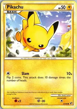 PIKACHU 61/90 COMMON HGSS UNDAUNTED POKEMON NM - Image 1