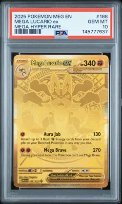 2025 POKEMON MEG EN-MEGA EVOLUTION MEGA HYPER RARE #188 MEGA LUCARIO EX PSA 10 - Image 1