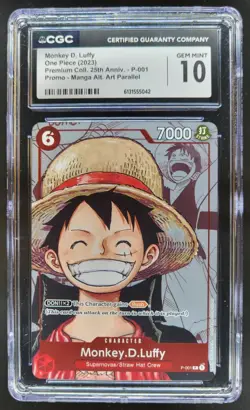 2023 ONE PIECE MONKEY D. LUFFY P-001 MANGA ALT ART 25TH CGC 10 A PT - Image 1