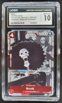 2022 ONE PIECE BROOK MANGA ALT ART 25TH ANNIV OP01-022 CGC 10 A PT - Image 1