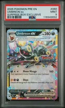 2025 Pokemon Prismatic Evolutions EN Umbreon EX #060/131 PSA 9 - Image 1