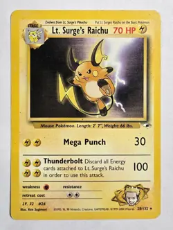 Pokemon TCG Lt. Surge's Raichu 28/132 Trading Card - Image 1