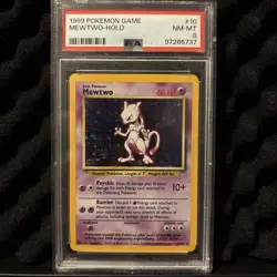 PSA 8 NM-MINT Mewtwo 1999 Pokemon Base Set #10/102 Holo Rare Graded Card - Image 1