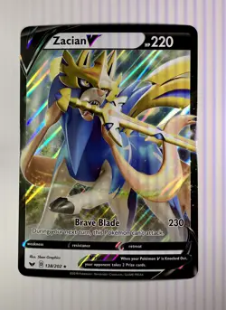 Holo Zacian V Jumbo Pokemon Card 138/202 Sword and Shield Promo - Image 1