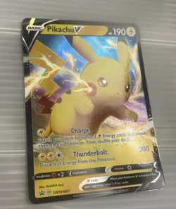 NM Pikachu V SWSH061 Black Star Promo Sword Shield Pokemon Card - Image 1