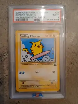 Pokemon League Black Star Promo #28 Surfing Pikachu PSA 9 Vintage D5 - Image 1