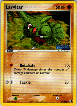 2005 POKEMON UNSEEN FORCES #61/115 LARVITAR REVERSE HOLO STAMPED NM - Image 1