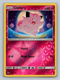 Pokemon Hidden Fates #39/68 Clefairy (39) Reverse Holo Common - Image 1