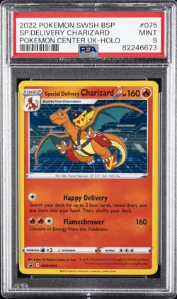 2022 POKEMON SWSH BLACK STAR PROMO #075 SPECIAL DELIVERY CHARIZARD-HOLO PSA 9 - Image 1