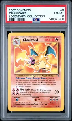 2002 Pokemon Legendary Collection - Charizard 3/110 - Non Holo - PSA Graded: 6 - Image 1