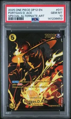 2025 ONE PIECE OP12 LEGACY OF THE MASTER ST13-011 PORTGAS D ACE SP PSA 10 GEM MT - Image 1