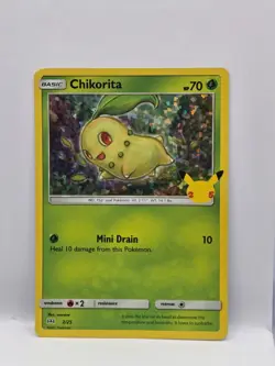 Chikorita 2/25 25th Anniversary McDonald's Holo Promo Card Pokemon TCG MP - Image 1