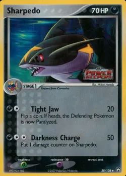 Sharpedo 38/108 Holo Stamped EX Power Keepers 2007 Pokemon Card - Image 1