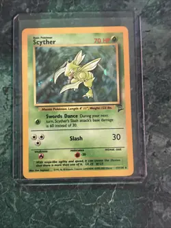 Pokemon Scyther Holo Rare TCG Card 17/130 WOTC Base Set 2 - Image 1