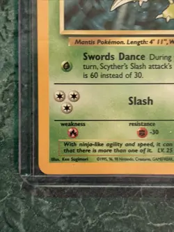Pokemon Scyther Holo Rare TCG Card 17/130 WOTC Base Set 2 - Image 4