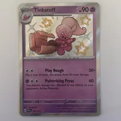 Tinkatuff 166/091 Pokemon Shiny Rare SV: Paldean Fates Card NM - Image 1