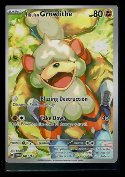 2024 Stellar Crown Hisuian Growlithe Holo Secret Rare #181/167 - Image 1
