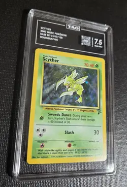 Scyther 2000 WOTC Pokemon Base Set 2 Holo 17 TAG 7.5 Near Mint+ - Image 2