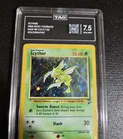 Scyther 2000 WOTC Pokemon Base Set 2 Holo 17 TAG 7.5 Near Mint+ - Image 3