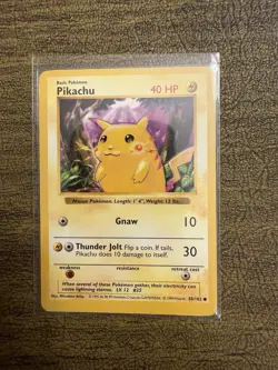 Pokemon Pikachu TCG Base Set Shadowless Common Card 58/102 Red Cheeks HP - Image 1