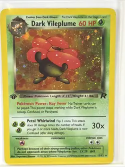 Pokemon Dark Vileplume Team Rocket 13/82 1st Edition Holo Rare English SWIRL - Image 1