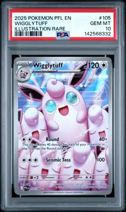 2025 POKEMON PFL EN-PHANTASMAL FLAMES ILLUSTRATION RARE #105 WIGGLYTUFF PSA 10 - Image 1
