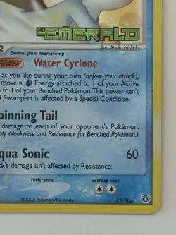 Pokemon TCG Swampert 11/106 Emerald Reverse Holo Stamp Mid Era - Image 4