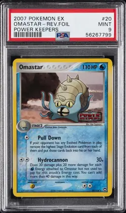2007 POKEMON EX POWER KEEPERS #20 OMASTAR-REVERSE FOIL PSA 9 - Image 1