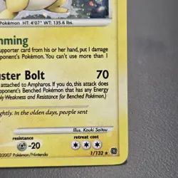 Ampharos 1/132 Secret Wonders Holo Rare SWIRL 2007 Pokemon TCG NM - Image 4