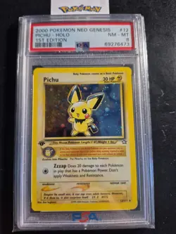 First Edition 2000 Pokemon Neo Genesis 12/111 Pichu Holo PSA NM-MT 8 - Image 1