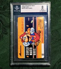 1985 Super Mario Bros Peach Japanese Nagatanien Phone Card BGS 8 NM-MT - Image 1