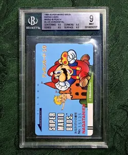 1985 Super Mario Bros Peach Castle Japanese Nagatanien Phone Card BGS 9 Mint - Image 1