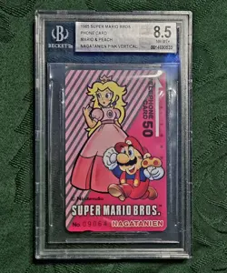 1985 Super Mario Bros Japanese Nagatanien Phone Card Peach BGS 8.5 - Image 1