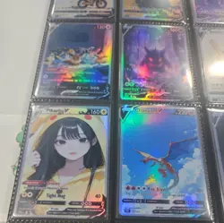 Lot of 9 Custom holo fanart mixed V Pokemon Trading Card Sleeved & Top Loaded!! - Image 4