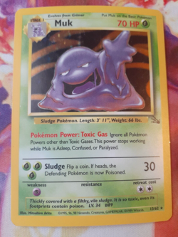 Muk 13/62 Fossil Unlimited - Holo Rare - WOTC Pokemon Card Played - Image 1