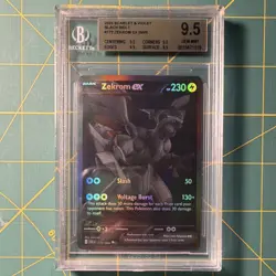 Pokemon 2025 Zekrom ex 172/086 Sv: Black Bolt BWR Holo EX Beckett 9.5 - Image 1