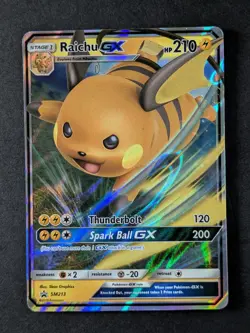 2019 Pokemon RAICHU #SM213 Black Star Promos Sun & Moon Holo Full Art ENG - Image 1