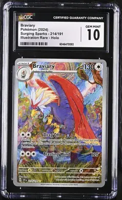 Pokemon CGC 10 Braviary 214/191 Illustration Rare Surging Sparks Gem Mint - Image 1