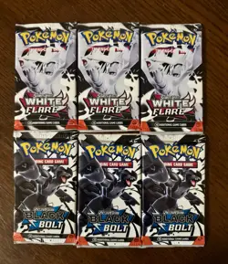 Pokemon TCG Scarlet and Violet Black Bolt White Flare Booster Pack Bundle 6 Pack - Image 1