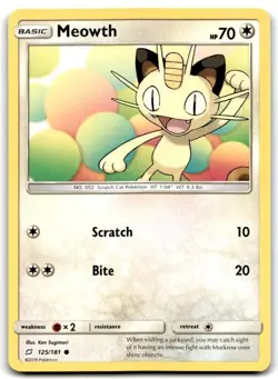 2019 Sun & Moon - Team Up Meowth a Basic/Common #125 - Image 1