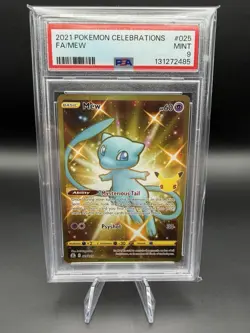 Pokemon Mew 025/025 Celebrations Secret Rare Full Art Holo PSA 9 - Image 1