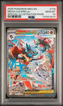 2025 POKEMON MEG EN-MEGA EVOLUTION #179 MEGA LUCARIO EX PSA 10 - Image 1