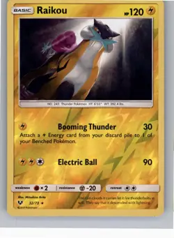 RAIKOU 32/73 HOLO R SHINING LEGENDS POKEMON REVERSE HOLO NM - Image 1