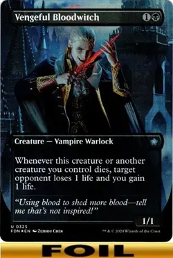 1x - Vengeful Bloodwitch - FOIL BORDERLESS - Foundations - UC NM MTG - Image 1