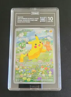 💎 TAG 10 POKEMON SVP BLACK STAR PROMO #088 PIKACHU PALDEA ADVENTURE CHEST 88 - Image 5