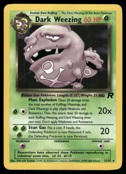 Dark Weezing 31/82 Rare Team Rocket Pokemon Unlimited Lightly Played - Image 1