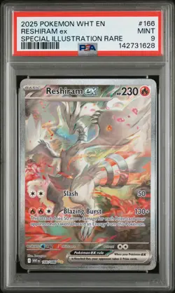 2025 POKEMON WHT EN-WHITE FLARE SPECIAL ILLUSTRATION RARE #166 RESHIRAM EX PSA 9 - Image 1