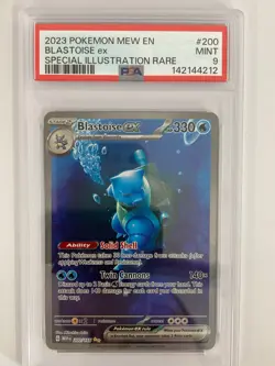 POKEMON MEW EN 151 2023 BLASTOISE EX SPECIAL ILLUSTRATION RARE #200 PSA 9. - Image 1